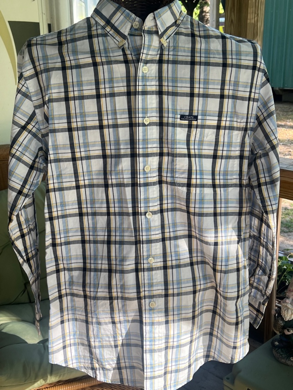 Chaps Men’s Light Blue & Navy Plaid Button-Down Shirt